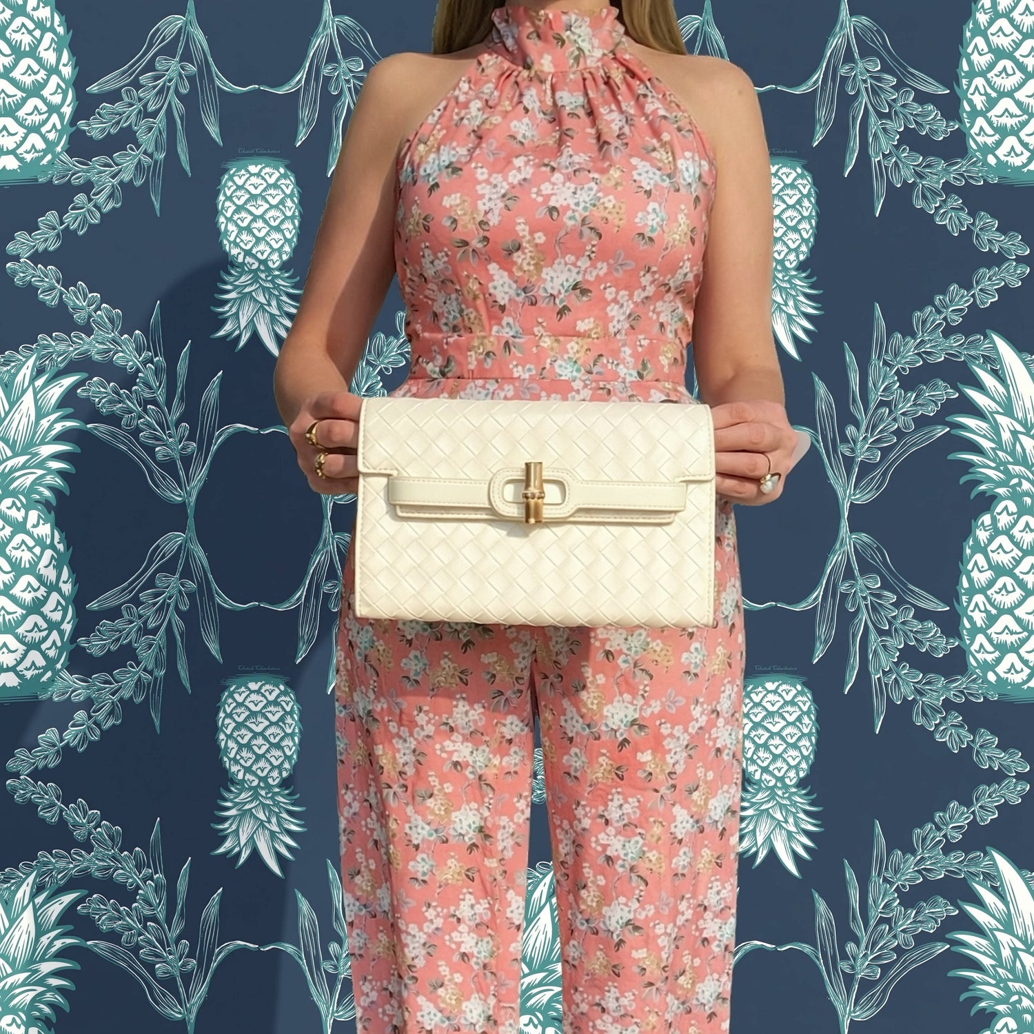 Broad Clutch- Cream - Wholesale