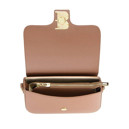 Real Leather Crossbody Box Bag: Brown