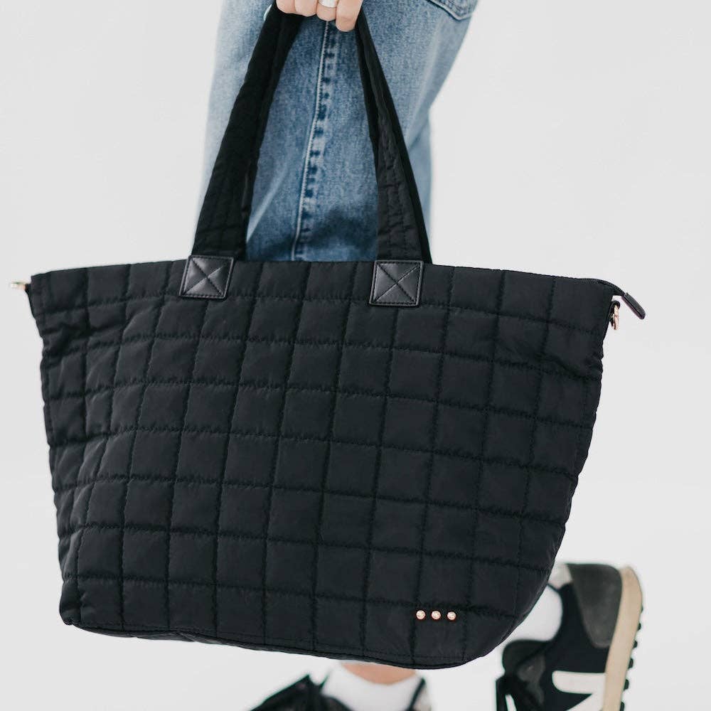 Day Dreamer Quilted Tote Bag Wholesale: Black