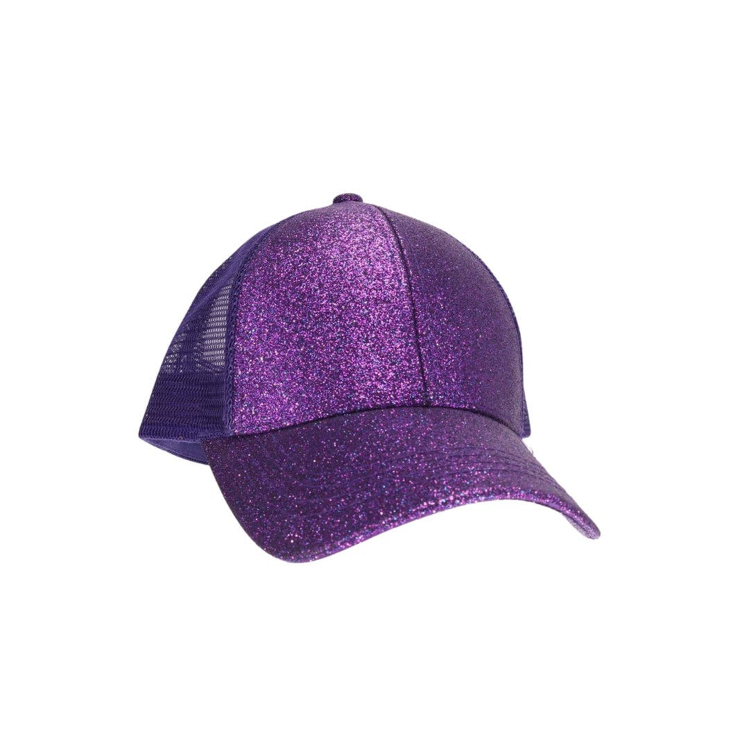 Glitter High Pony Criss Cross C.C Ball Cap BTB8063: Rose Gold