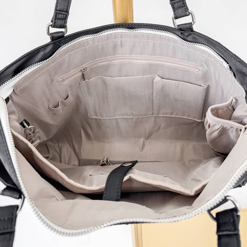 Nina Nylon Organizer Tote Bag: Navy