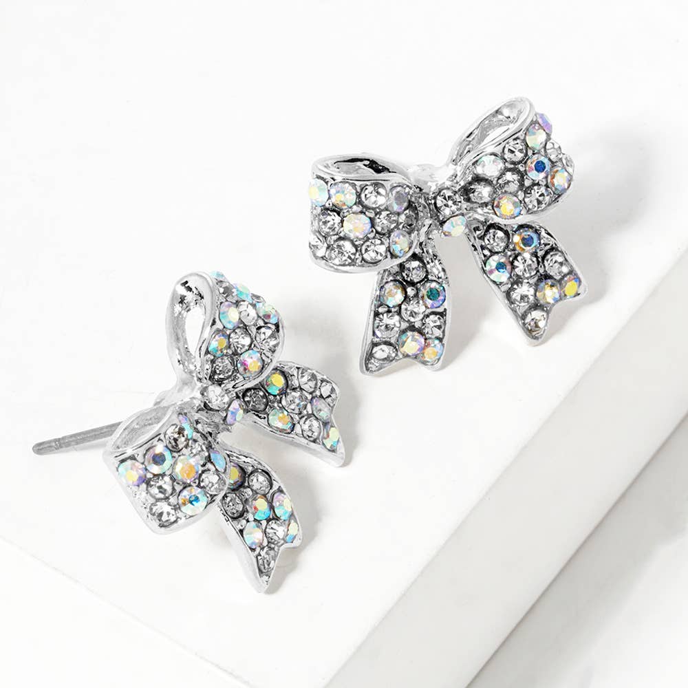Crystal Rhinestone Pave Bow Stud Earrings
: Black Clear