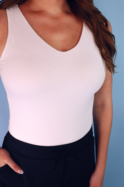 Jess Lea Haven V-Neck Bodysuit- White: White / Small