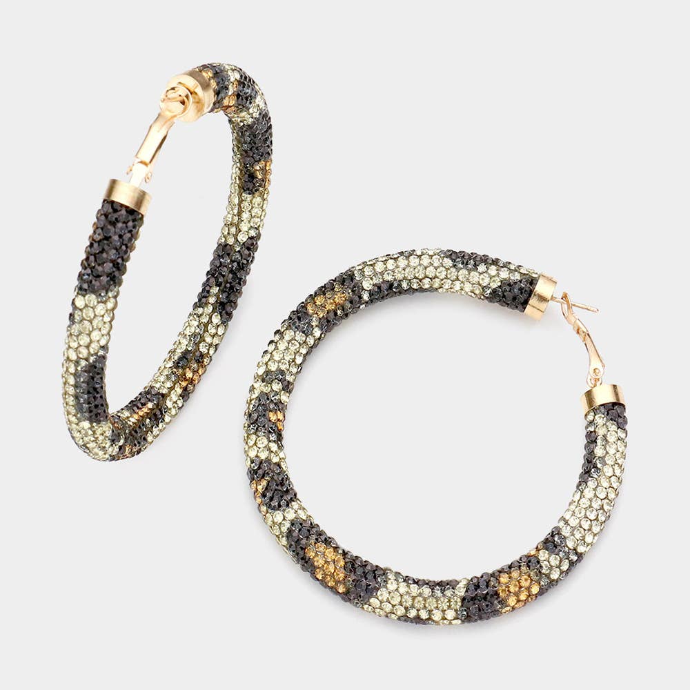 Rhinestone Pave Hoop Earrings
: NV