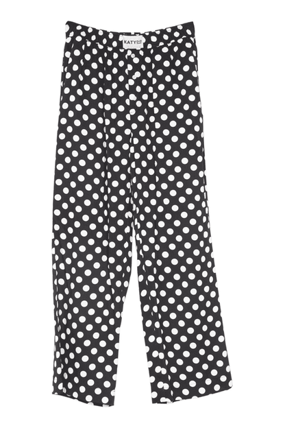 Black &amp; White Polka Dots Soft Boxer Pants: Black / L
