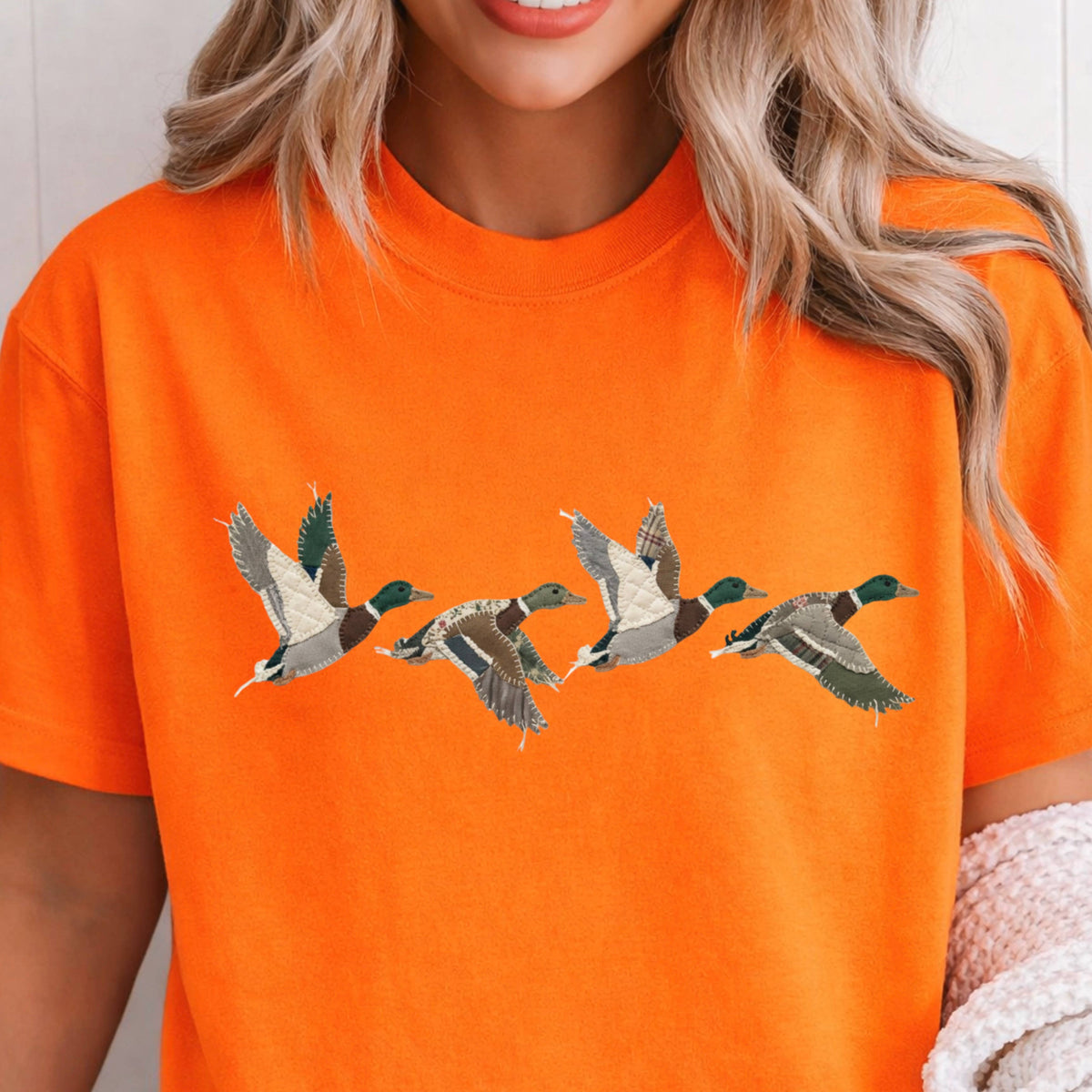 Patchwork Mallard Duck Graphic T-Shirt | Gildan : White / Small