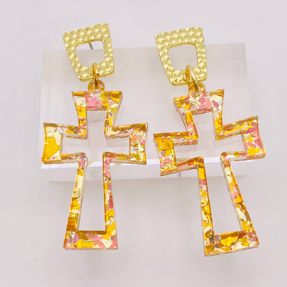 EASTER CRUCIFIX ROSE GOLD GLITTER EAR CANDY  