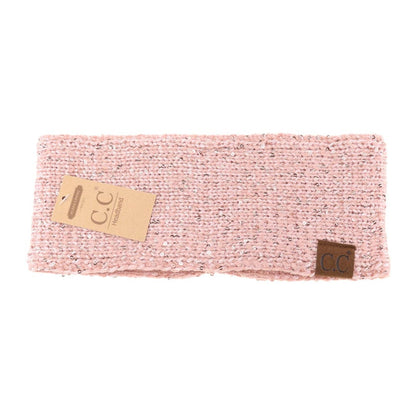 Fuzzy Lined Scatter Sequin Fashion Headband for Women: Beige/Silver