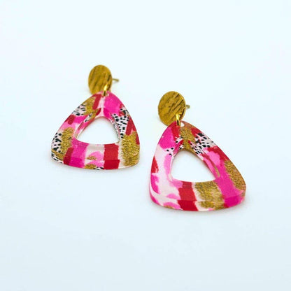 Miami Inspired Pink &amp; Gold Acrylic Earrings