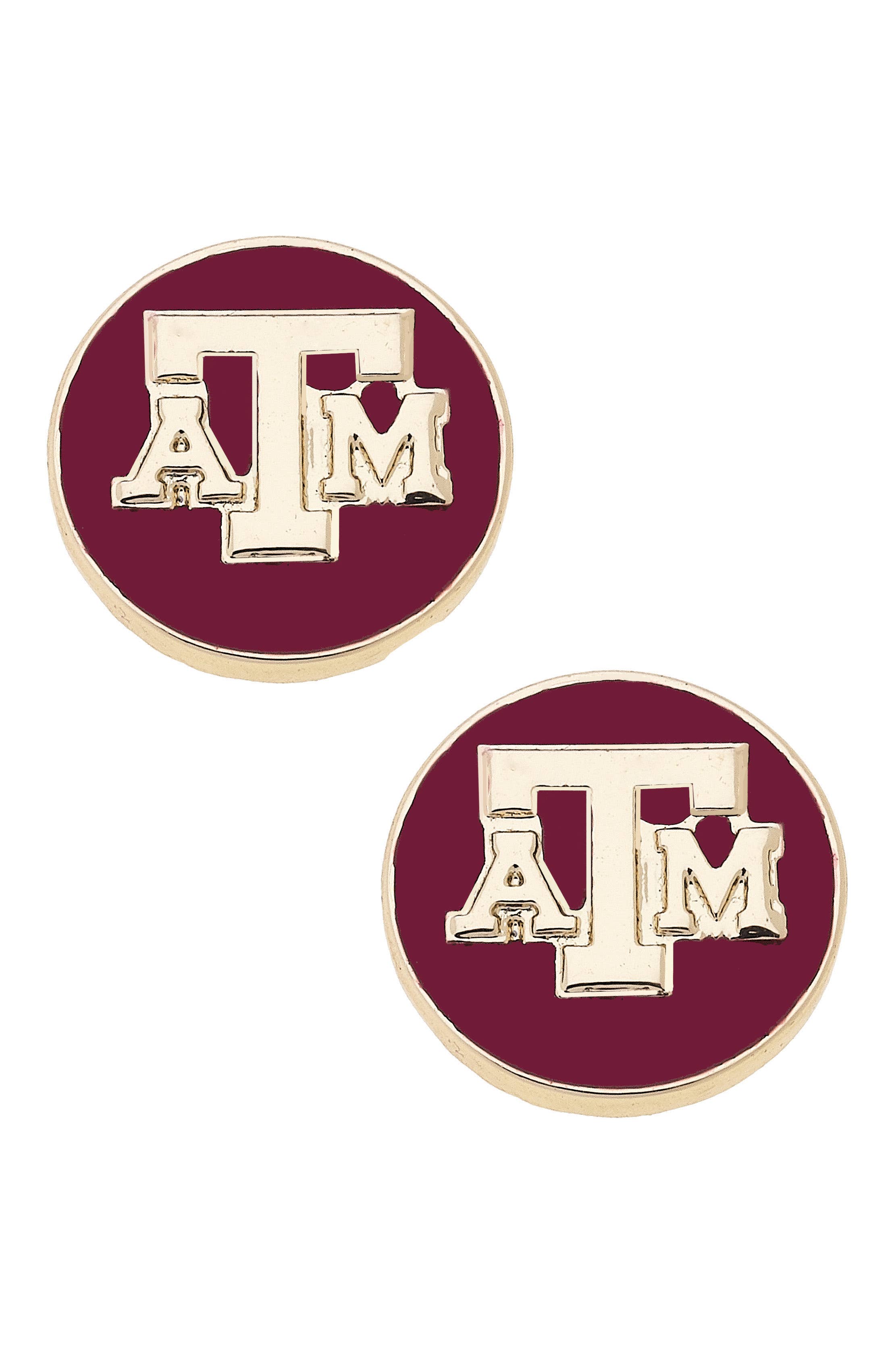 Texas A&amp;M Aggies Logo Circle Stud Earrings by Canvas Style
