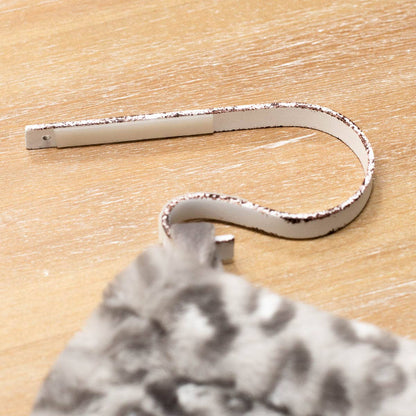Metal Stocking Hook   Antique White   0.5x2.25x5