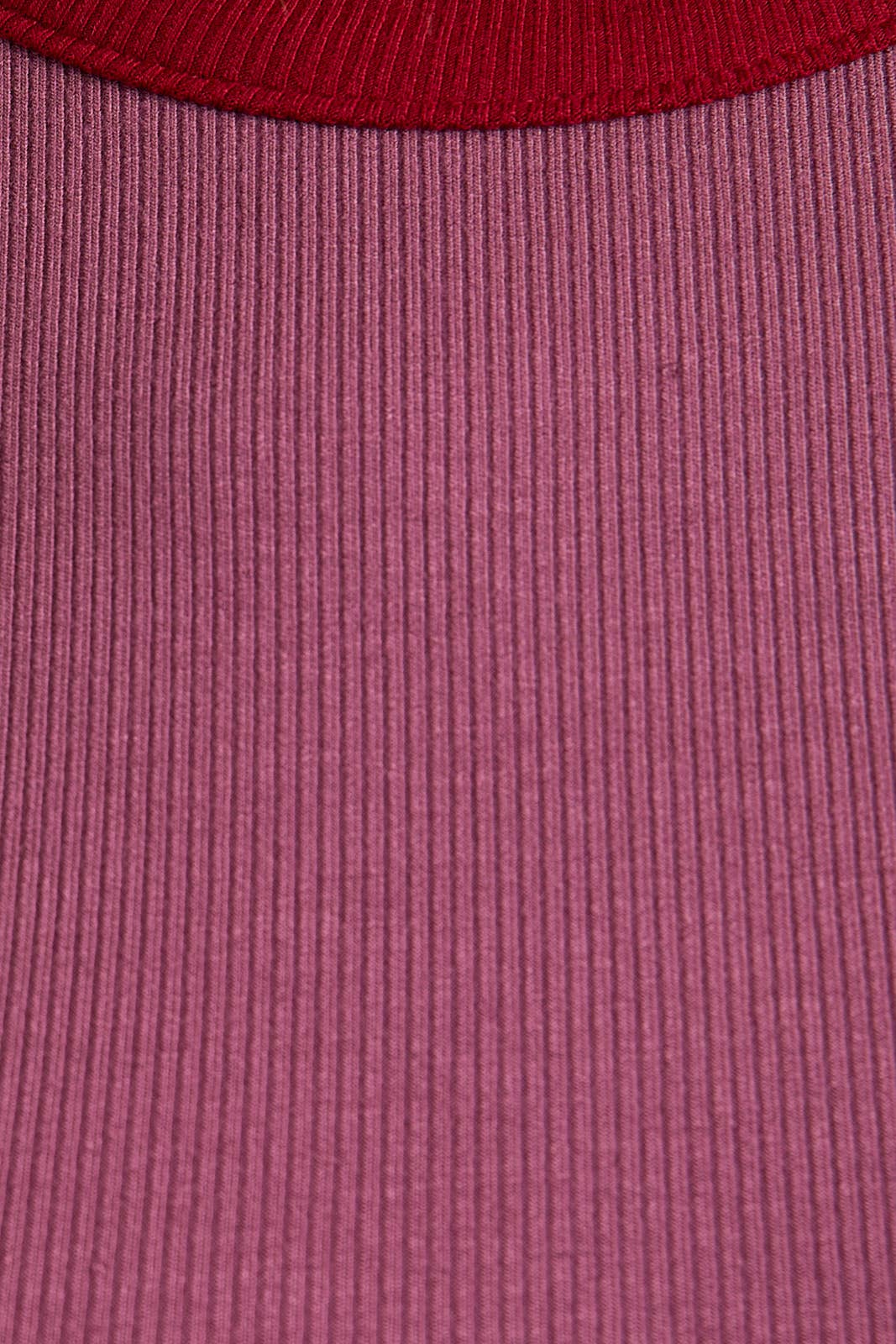 ROUND NECK SLEEVELESS RIBBED COLOR BLOCK BODYSUIT: BERRY-BURGUNDY / M