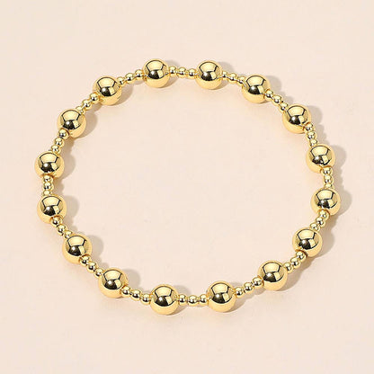 Stainless Steel Alternating Beaded Stretch Bracelet: Silver,Two Tone