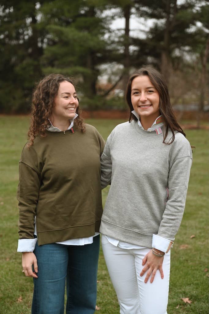 Danny Sweatshirt - Grey w Pink &amp; Lime Stripe Ribbon: Grey w Pink &amp; Lime Stripe Ribbon / S (4-6) sweatshirt only