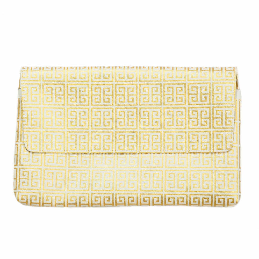 Catherine Clutch Gold Greek Key by TOP IT OFF