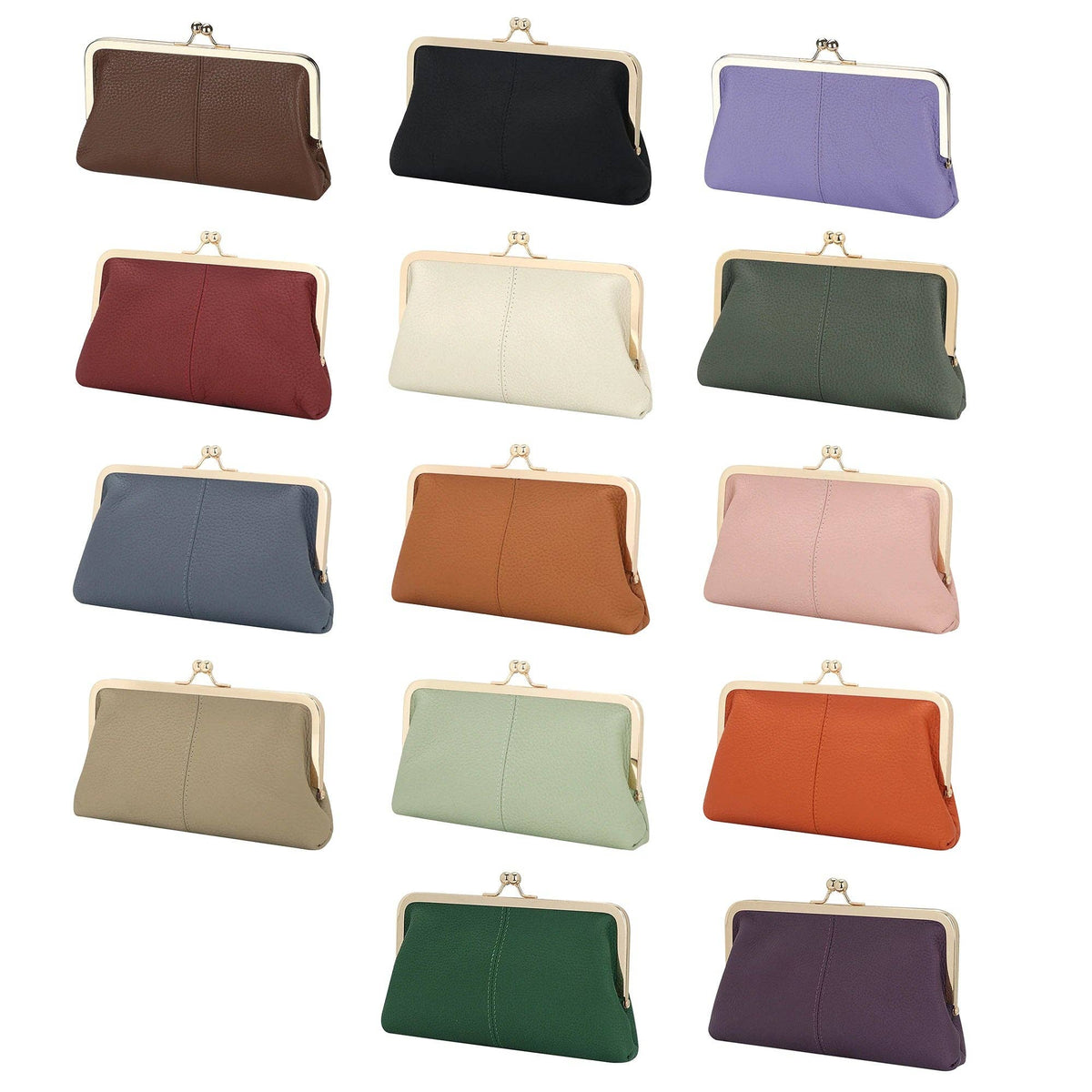 3468 Leather RFID Kiss-Lock Wallet: Brown