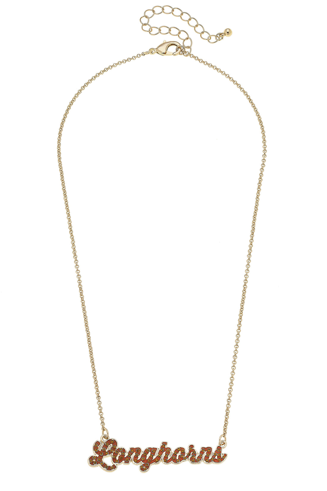 Texas Longhorns Pave Autograph Enamel Necklace