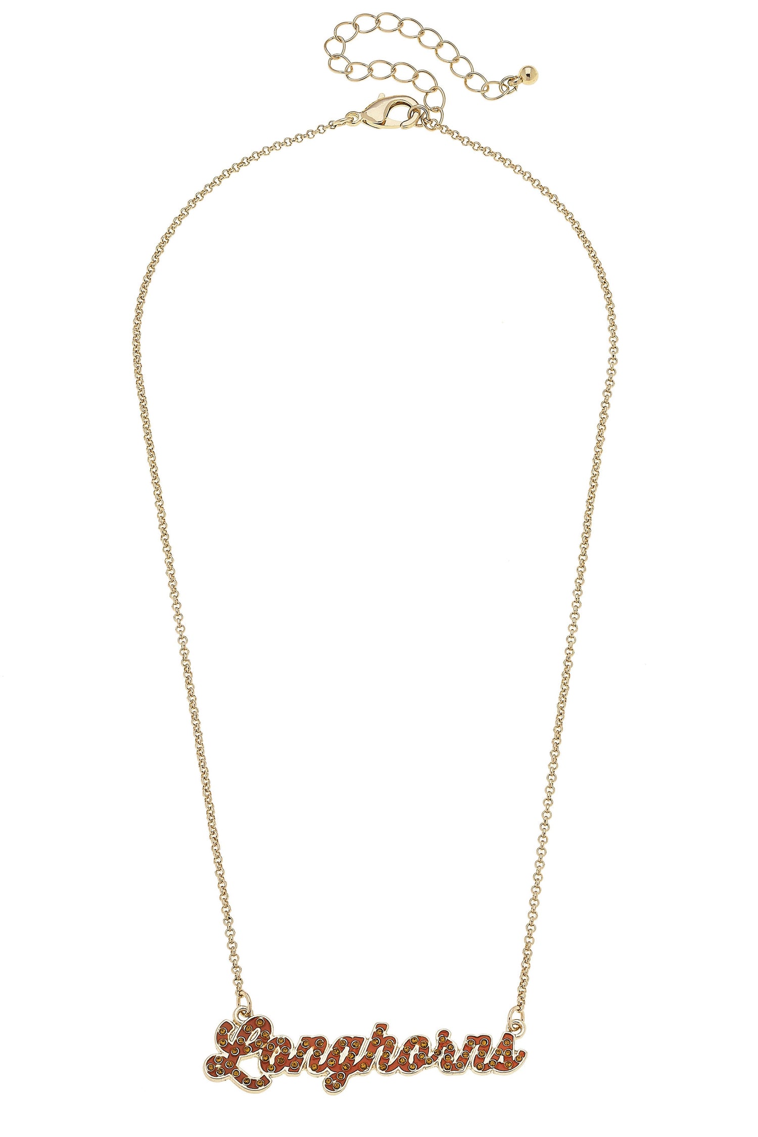 Texas Longhorns Pave Autograph Enamel Necklace