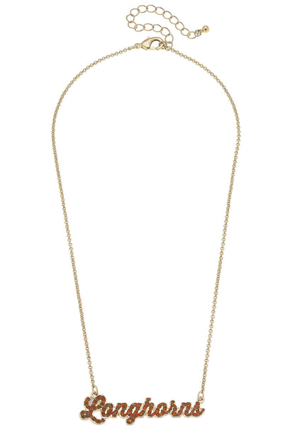 Texas Longhorns Pave Autograph Enamel Necklace