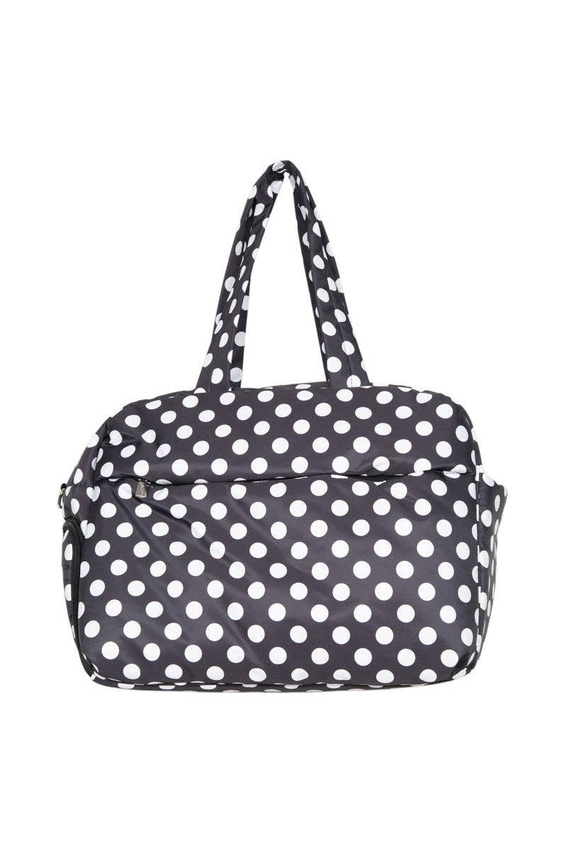 Black &amp; White Polka Dot Weekend Travel Bag: Black