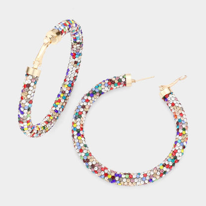 Rhinestone Pave Hoop Earrings
: NV