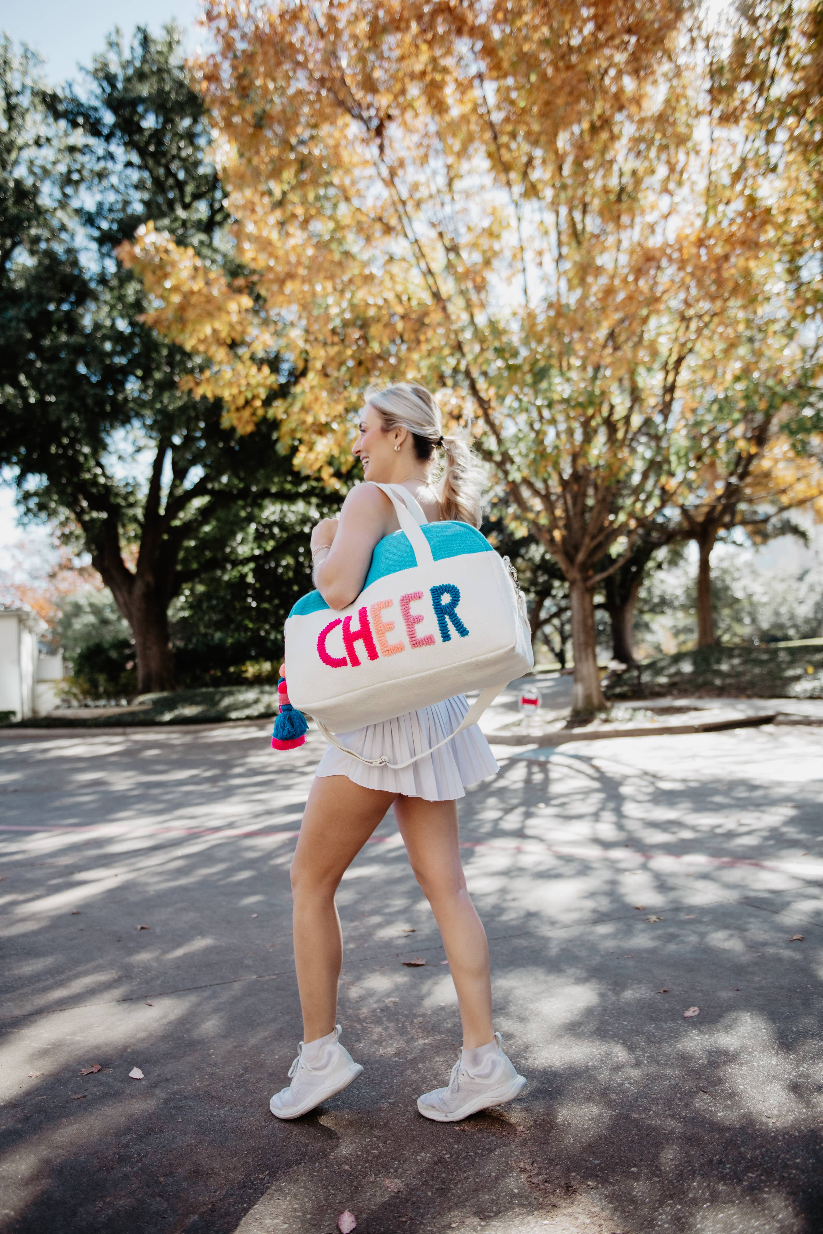 Aqua &quot;Cheer&quot; Weekender Duffle Bag: Aqua