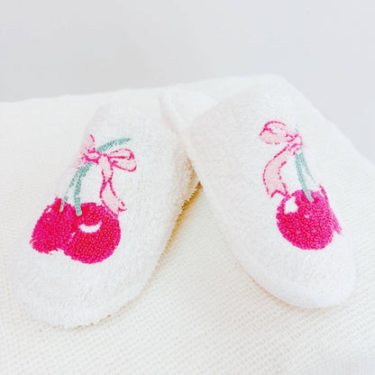 Cherry Bow Coziest Lounge Slippers: S/M