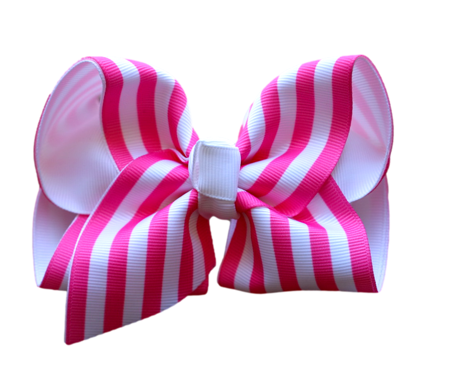 Shocking Pink Stripe Layered Hair Bow : Nylon Headband / 4 inch