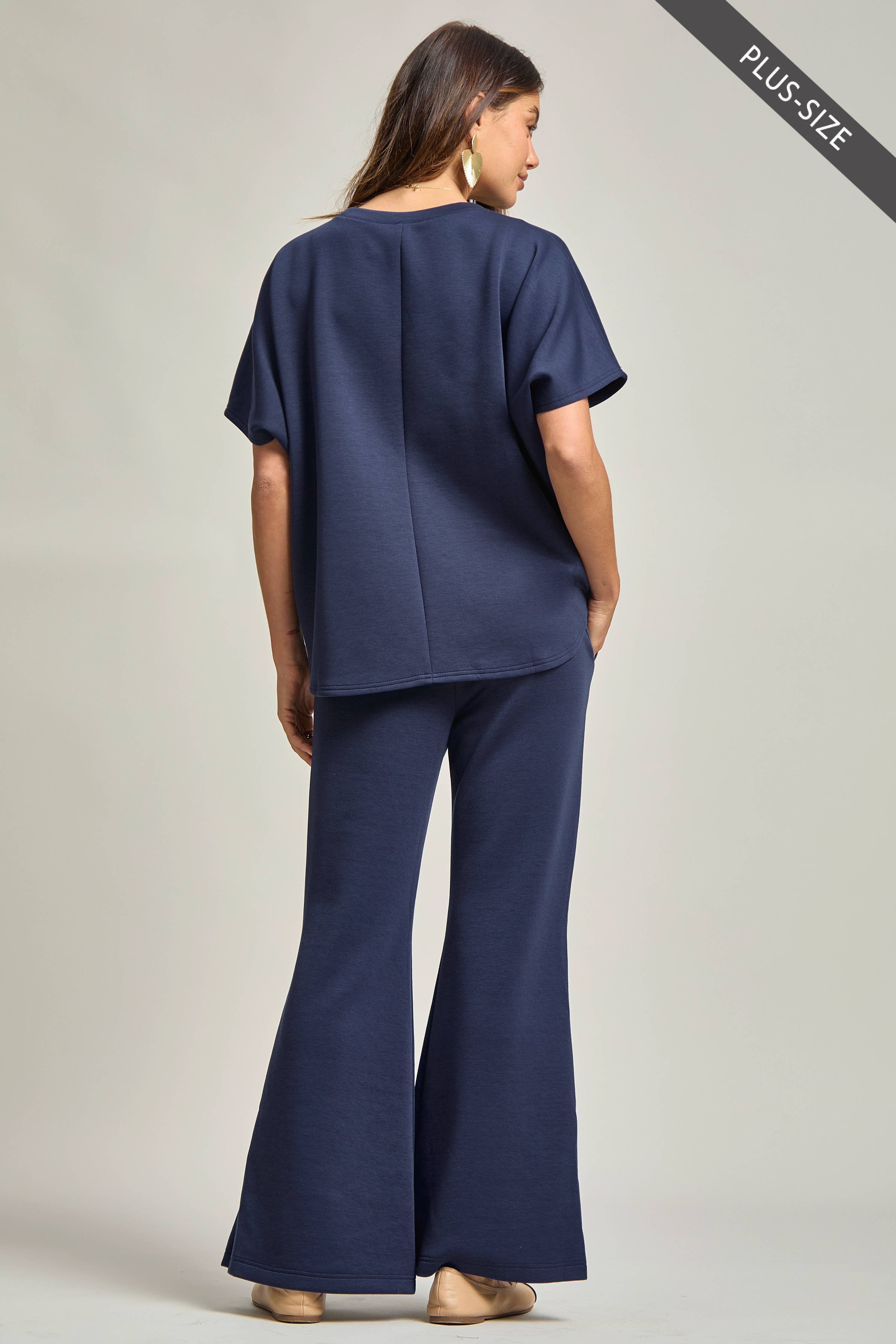 Poncho Top + Bell Bottom Modal Set : Navy