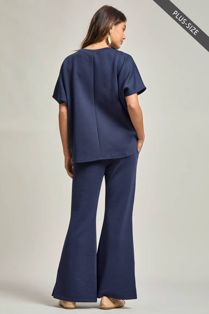 Poncho Top + Bell Bottom Modal Set : Navy