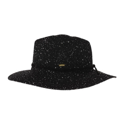 Knit Sequin Adorned C.C Panama Hat  BLACK