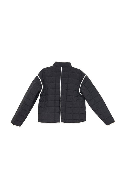 Black Quilted Trim Jacket Women&