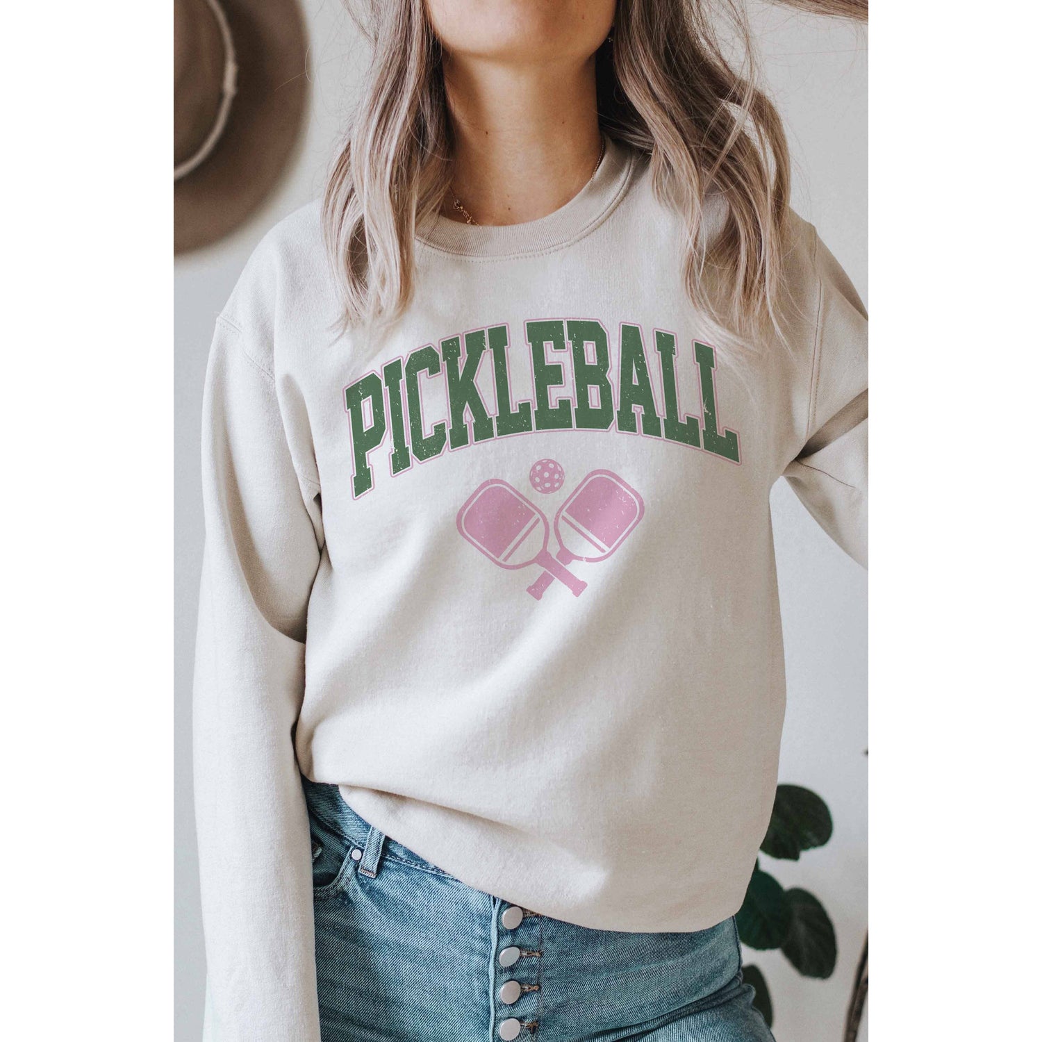 PICKLEBALL Graphic Sweatshirt: WHITE
