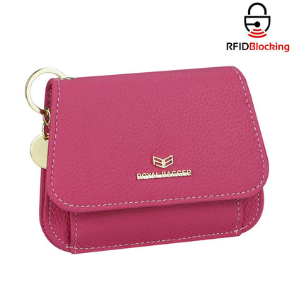 2443 Leather RFID Keychain Wallet: Black