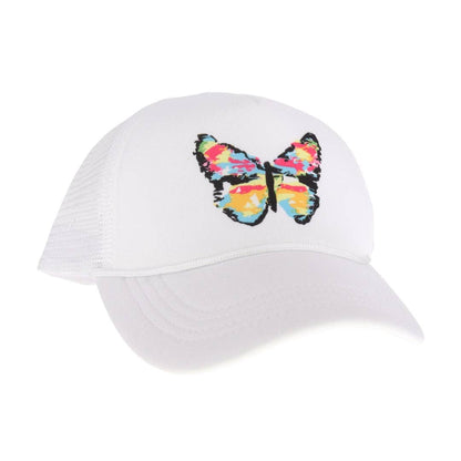 Multicolored Abstract Butterfly C.C Ball Cap GBA02: White