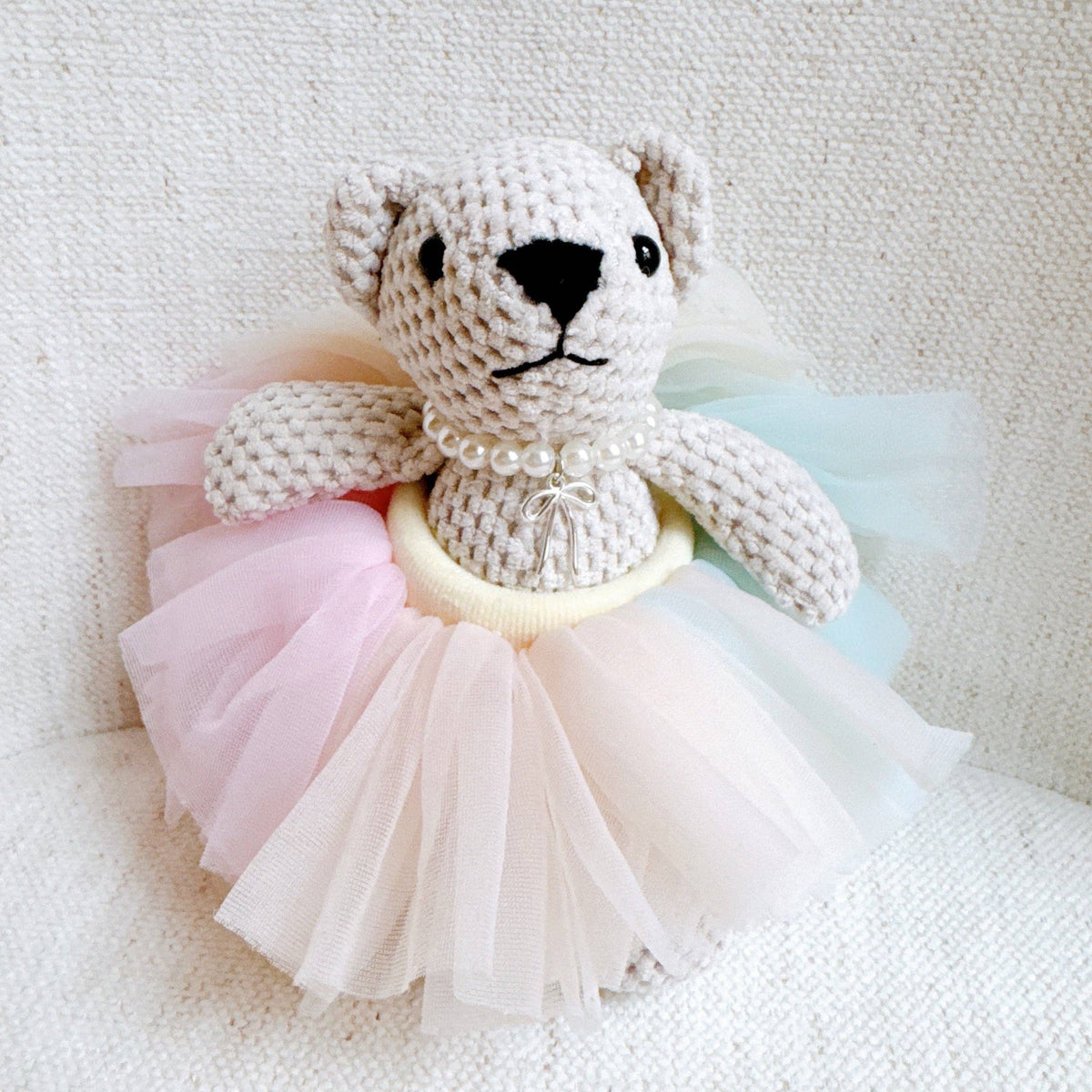 Tutu Scrunch Ballerina Bear Bag Charm: Cream Tutu