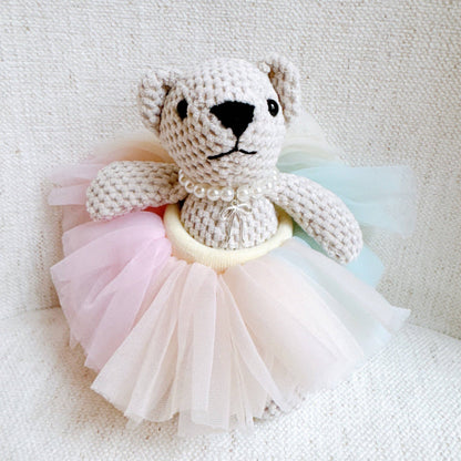 Tutu Scrunch Ballerina Bear Bag Charm: Cream Tutu