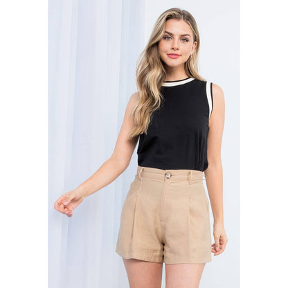 THML Knit Sleeveless Top: BLACK