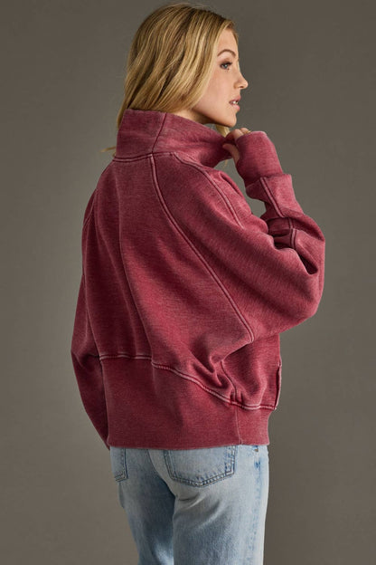 Wine Quarter Zip Sweatshirt by Panache
