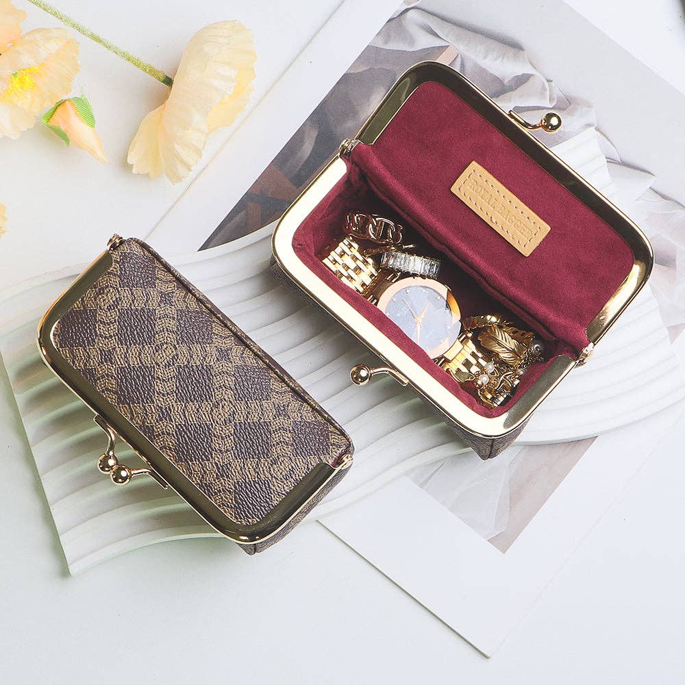 5125 Canvas &amp; Leather Jewelry Case: Coffee