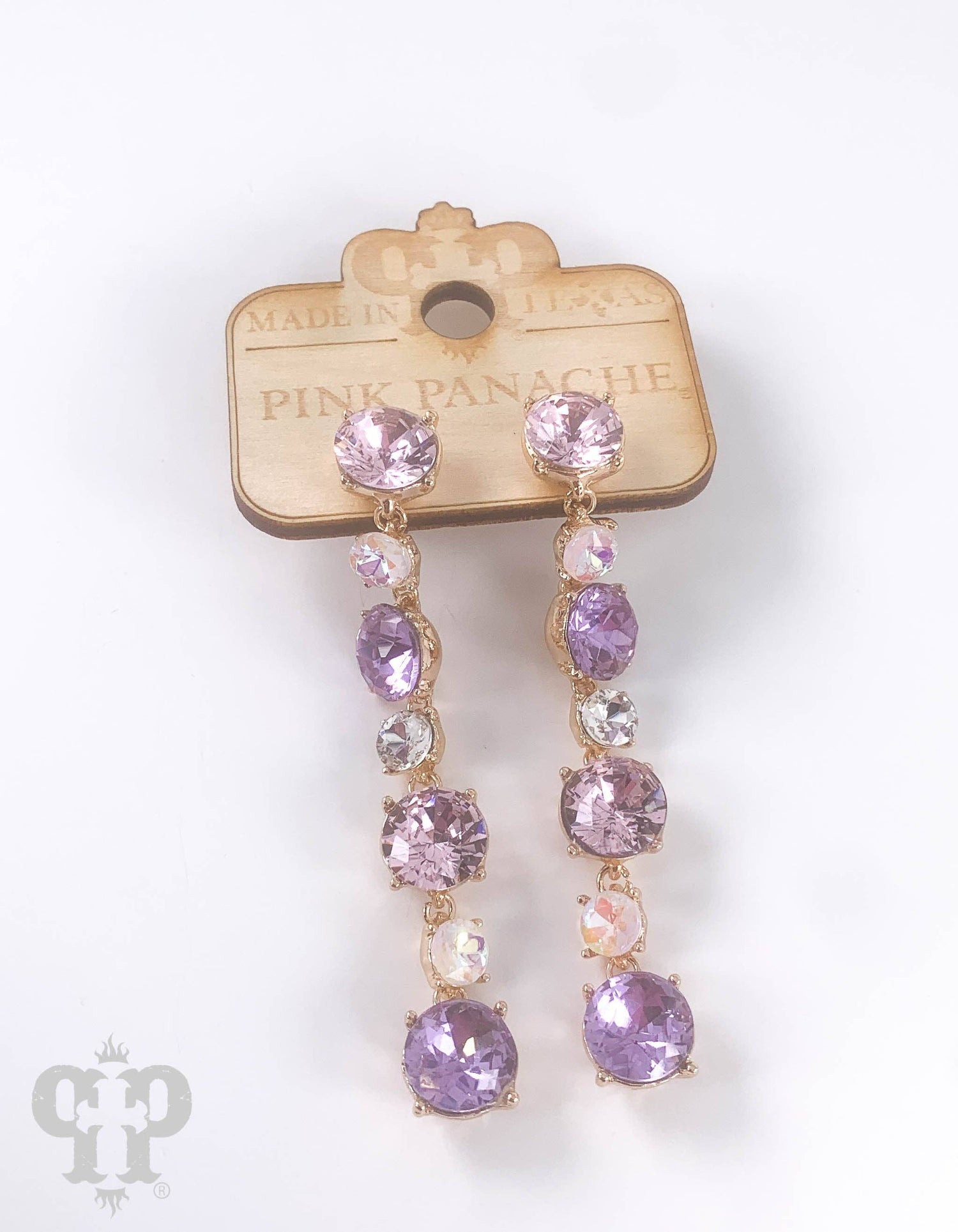 Rhinestone drop earring: Bright Multi- Pink Panache- Made in Texas