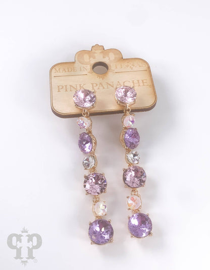 Rhinestone drop earring: Bright Multi- Pink Panache- Made in Texas