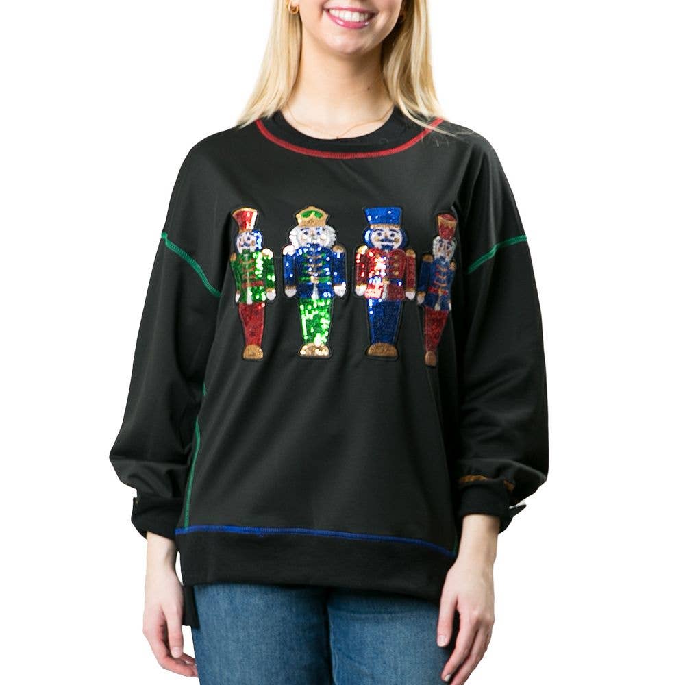 Nutcracker Sequin Sweatshirt Program: Black with Sequins Nutcracker / SM