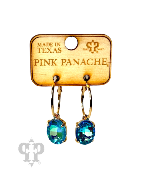 Oval rhinestone earring E103: Blue