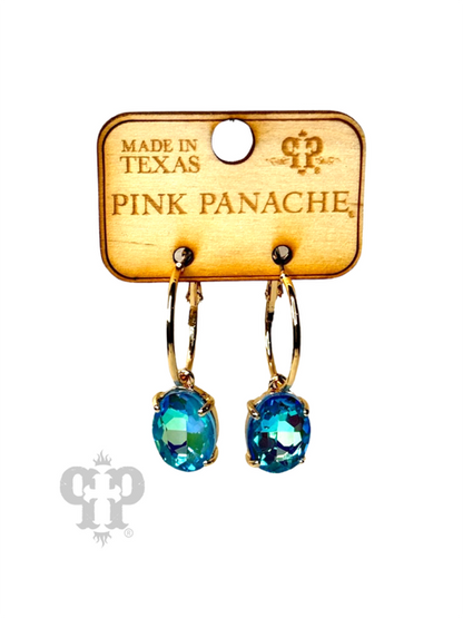Oval rhinestone earring E103: Blue