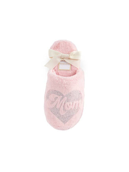 &quot;MOM&quot; HEART SLIPPERS,BLUSH: S/M