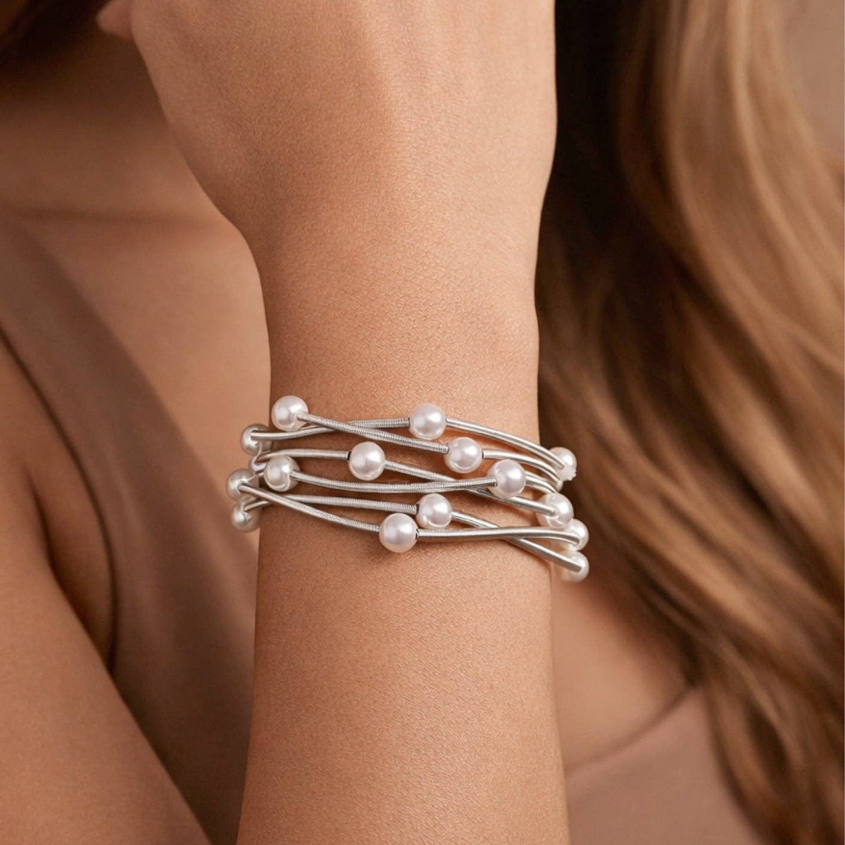 Boho Layered Spring Coil Guitar String Bracelet Set - 6026: S0OX3T6027 Silver