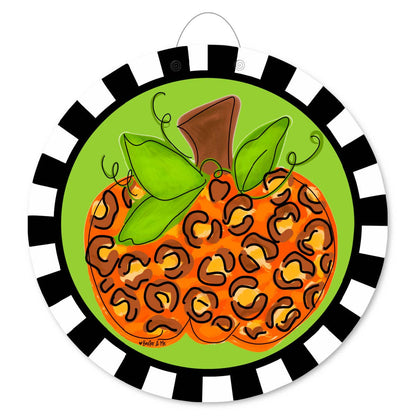 Cheetah Pumpkin Door Hanger