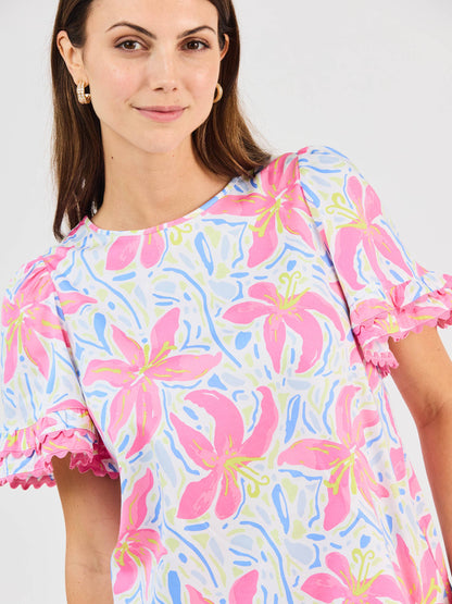 Cassidy Top | Hibiscus Harmony White: 2-2-2;S-M-L