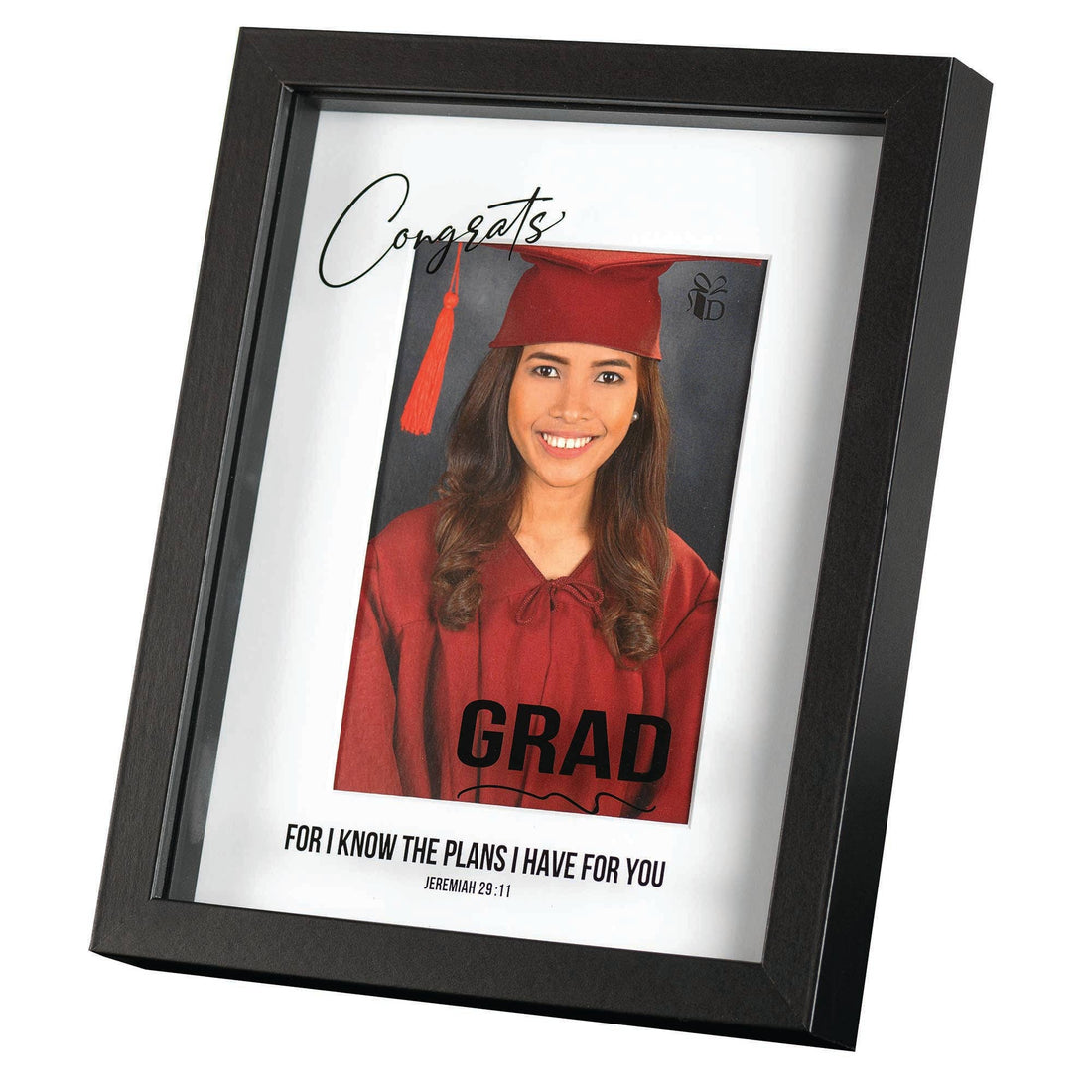 Framed Wall Congrats Grad  Wood Glass Black